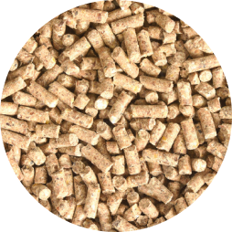 A close up of cattle feed pellets