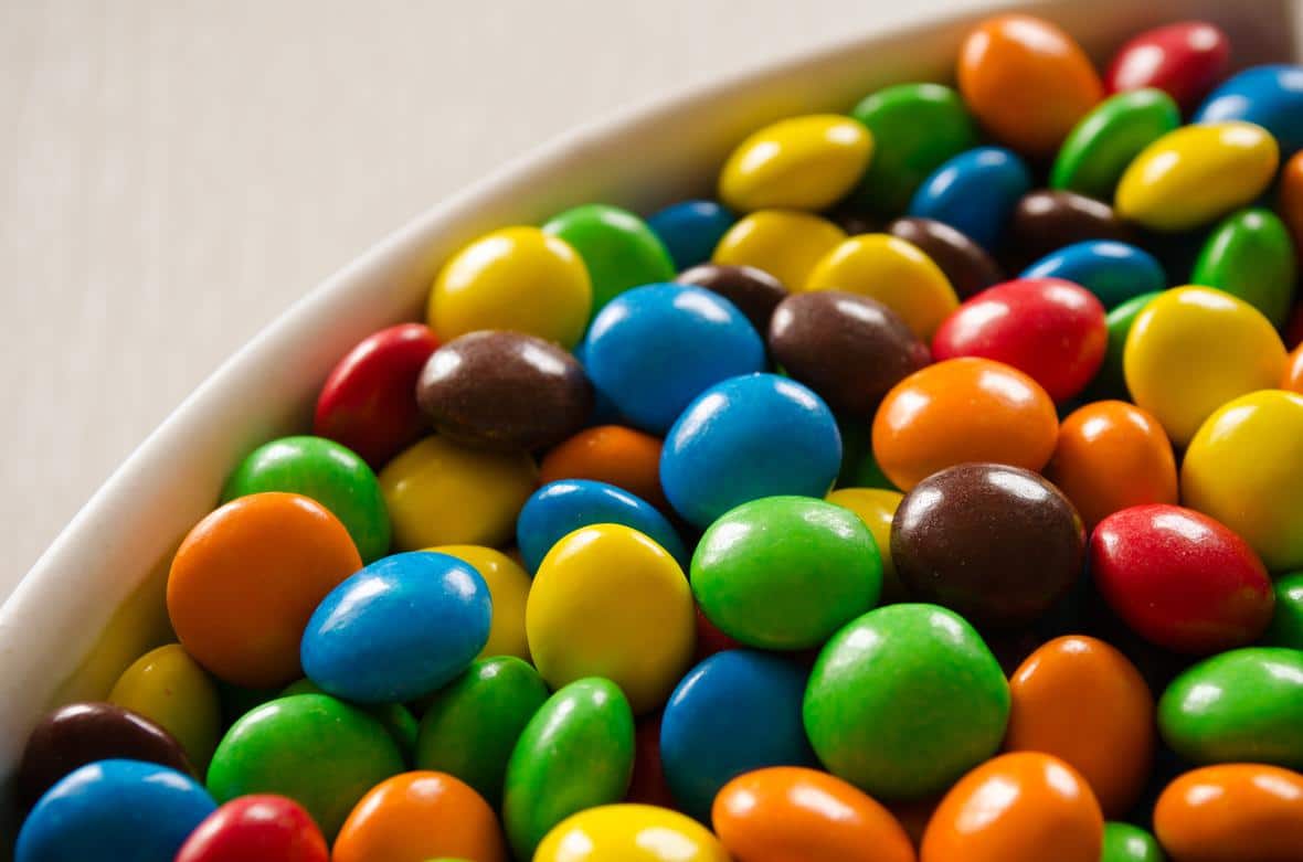 A bowl of colorful candies